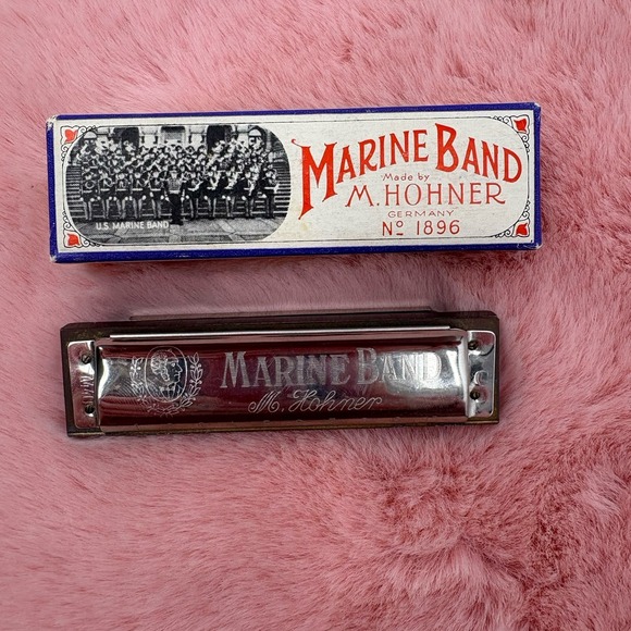 Hohner Other - M. Hohner Marine Band Harmonica No. 1896 A440 Key of A made in Germany w/‎ Box